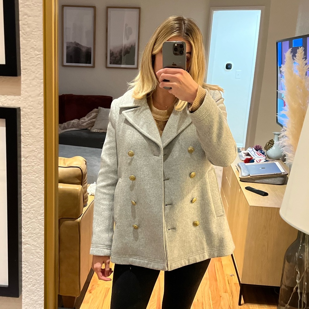 J. Crew wool grey pea coat - regular size 4